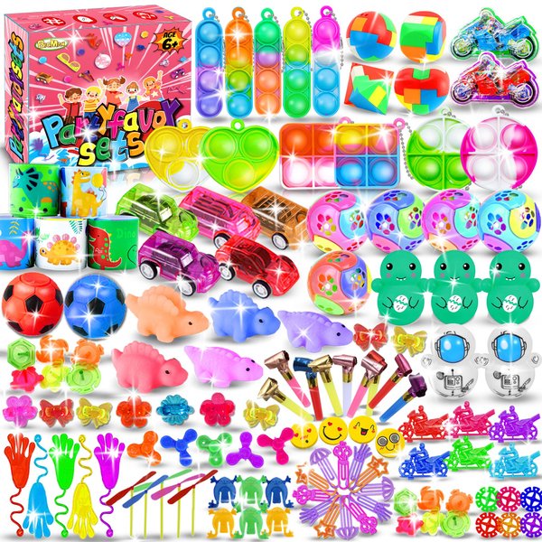 BicMan 150Pcs Party Favors for Kids 3-5 4-8, Fidget Toys Pack, Goodie Bag Stuffers, Carnival Prizes, Treasure Box, Filler Stuffers Toys for Classroom