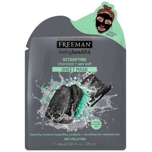 Feeling Beautiful Freeman Facial Charcoal+sea Salt Detoxify Sheet Mask, 2.4 Oz