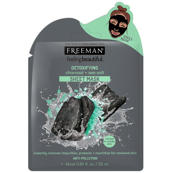 Feeling Beautiful Freeman Facial Charcoal+sea Salt Detoxify Sheet Mask, 2.4 Oz