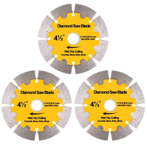 NYTiger 3 Pack 4-1/2 inch Diamond Saw Blades 4.5" Angle Grinder Disc Wet Dry Segmented Cutting Wheel with 4/5-5/8 inch Arbor for Concrete Stone Brick Block Masonry