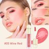 BowJian Blush Stick Liquid Blush Korean Makeup Blush Cream Blush for Cheeks Contour Stick Natural Blush Stick Face Make Up Long Lasting Blush Highlighter Stick Pink liquid Blush for Cheeks#05 Wine Red