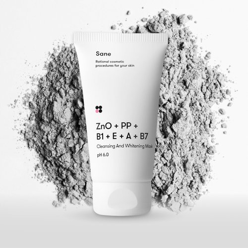 Sane Purifying Face Mask with Zinc Oxide, Vitamin E, PP, B1, A, and B7-2.54 fl oz, Spa Cleansing and Whitening Face Mask for Radiant Skin - Pore Tightening Face Mask