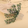 Rumtock Vintage Green Crystal Beads Hair Comb for Women Girls Wedding Bridal Hair Accessories Jewelry Branch Hair Jewelry (Green)