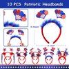 Garma 92Pcs Patriotic Party Favors Set, 4th of July Accesories Headbands Bulk with Bead Necklaces Tattoo Stickers for Independence Day, Memorial Day Celebrations, Parades, Classroom Rewards for Kids