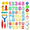 Kiddy Dough 45 Pieces Play Dough Tool Kit: Dough Accessories Set for Kids with Shapes, Numbers, Letters, Cutters, Dough Rollers, and Extruders