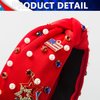 TailaiMei 4th of July Rhinestone Knotted Headband for Women, USA Flag Star Jeweled Crystal Embellished Ladies Twist Wide Hair Band Accessories Holiday Makeup Hair Hoop Gifts (White)