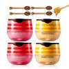 4 Pcs Bee Lip Balm Honey Pot,Honey & Strawberry Lip Mask Propolis Moisturizing Lip Balm. (2Pcs Honey &2Pcs Strawberry)