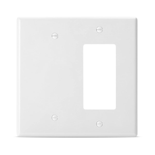 Bates- Combination Wall Plate, Decorator/Blank, 2 Gang Wall Plate, Wall Switch Plate Cover, 2 Gang Switch Plate, Double Gang Wall Plate, 2 Gang Wall Plate White, Wall Plate Combination