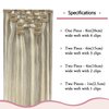 HUAYI Clip In Real Human Hair Extensions Ash Blonde Mixed Bleach Blonde 15 Inch 70g 7pcs Natural Double Weft No Shedding No Tangling Remy Human Hair Extensions(15in 7pcs 70g)