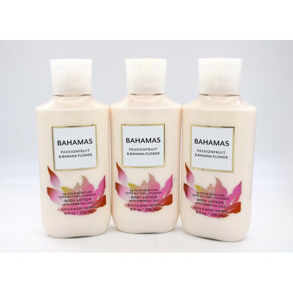 Generic Bahamas Passionfruit & Banana Flower, Bath and Body, 24 HR Moisture Body Lotion, 8 fl oz each, 3 pack