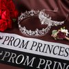 Saintrygo Prince and Princess Crowns Prom Court Sashes Prom Party Favors 80s Prom Tiara Shiny Satin Cosplay for Graduation(Elegant Style)