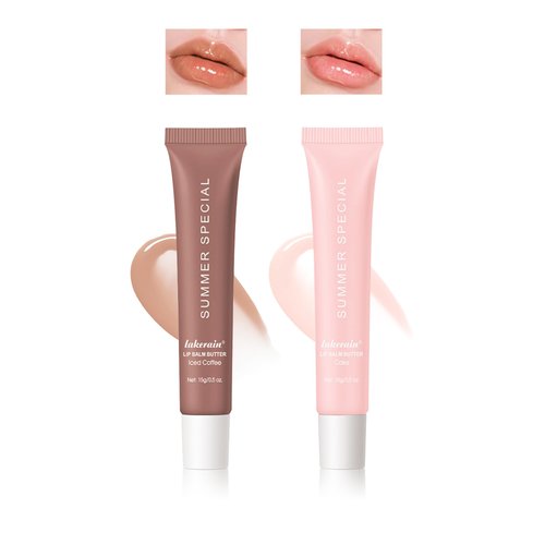 Tinted Lip Butter Balm,2 Colors Hydrating Lip Balm Lip Gloss Vanilla Sheer Tint Stain Non-Sticky Lip Glow Oil for Instant Moisture,Shine and Soothing Women Dry Cracked Lip Care Lip Sleeping Mask-Set C