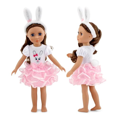 Emily Rose 14 Inch Doll Bunny Outfit, Includes Bunny Ears Doll Accessories! | Gift Boxed and Perfect for Easter Gift! | 14" Doll Clothes Compatible with Wellie Wishers Dolls