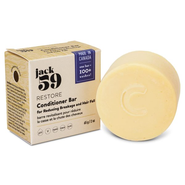 Jack59 Restore Solid Conditioner Bar for Reducing Breakage and Hair Fall, w/Tea Tree and Eucalyptus, Organic Conditioner, Bar Conditioner for Hair, pH Balanced, Vegan, Gluten free, Sulfate Free, 2 oz