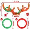 2 Set Christmas Inflatable Reindeer Antler Ring Toss Game Xmas Antler Heandband Toys Christmas Party Game Supplies for School Family Team Game Indoor Outdoor (2 Antler Hat, 8 Rings, 2 Reindeer Nose)