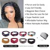 LEOSA Afro Kinky Headband Wig Short Afro Kinky Curly Wigs for Black Women Synthetic Deep Wave Glueless Wigs with Headband Attached Black Curly Headband Wig Half Wigs for Black Women Scarf Wig
