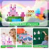 Annexfun Magnetic Blocks - 100PCS Magnetic Building Blocks Pink Castle Princess Castle Garden STEM Cubes for Toddler Kids Toys, Construction Toys for Kids Ages 3+, Christmas Birthday Gifts for Girls