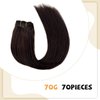 Clip in Hair Extensions Real Human Hair, Dark Brown Human Hair Clip in Extensions Straight Human Hair Clip ins Double Weft Hair Extensions Clip ins 7pcs 70g 16"