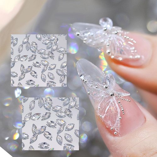 100pcs Shiny Zircon Nail Gems and Rhinestones for Nails 3D Nail Rhinestones and Charms Crystal Gems for Nails Pointed Bottom Nail Diamonds Rhinestones for Crafting Rhinestone Nail Jewels for Nail Art