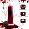 Halloween Fake Blood Washable + Fake Teeth Vampire Teeth + Black and White Face Painting Kit, Drip Liquid Blood for Clothes, Zombie, Vampire Monster SFX Makeup Face Body Paint