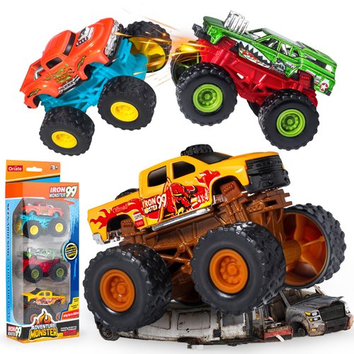 Oriate Monster Truck Toys Trucks for Boys and Girls, Diecast Toy Cars Pull Back Monster Trucks Toys, Battery Free Vehicle On-Road Stunt Car, Birthday Party Gift Cool Stuff for Boys Girl Toddlers 3Pack