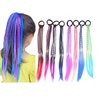 8 Pieces Multicolor Braids Hair Extensions Accessories with Rubber Bands Rainbow Hairstyle Ponytails Braided Synthetic Hairpieces for Women