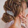 Crystal Wedding Flower Hair Comb Silver Bridal Side Hair Combs Rhinestone Leaf Headpiece Handmade Diamond Hairpiece Bride Hair Accessories for Women (Silver)