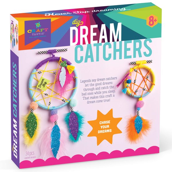 Craft-tastic — Dream Catchers — Arts and Crafts Kit for Kids — Make 2 Colorful Dream Catchers — for Ages 8+, Brown