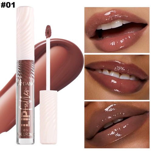 Brown Chocolate Lip GlossTinted Glitter Lipgloss Lip Oil Teens Moisturizing Lipstick Lip Balm High Shine And Vegan Plumping Lip Gloss For Women Girls Long-Lasting Dry Lip Care lip pumper gloss 06
