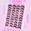 20 Pairs False Eyelashes, 3D Faux Mink Lashes Natural Look Wispy Fake Eyelashes 11-17MM Fluffy Volume Long Thick Lashes 20 Styles Mixed Pack