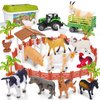 ZapWhiz Farm Animal Toys for Toddlers 1-3-5, Animals Figures Tractor Toys for 1 2 3 4 5 Year Old Boys Girls Gifts Farm Playset Educational Learning Toys for Toddler Christmas Kids Gifts