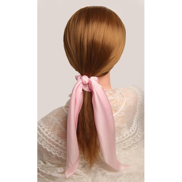 2 PCS Hair Scarf Scruncheis for Women Knotted Bow Hair Ties Elastic Bands Satin Hair Ribbon Scrunchy Red Ponytail Holder for Women and Girls (Black)