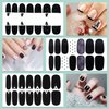 WOKOTO 20 Sheets 280 Pieces Black Nail Stickers Full Nail Wraps French Style Stick On Nail Polish Strips Black Gel Nail Strips Delf Adhesive Punk Gel Nail Sticker for Women Girls Kids with Nail File