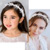 AHONEY Headband, White Flower Headpiece for Women and Girls, Elegant Dressy Hair Band with Pearl, Acrylic, Crystal Beads, Resin - Daily, Party, Wedding, Dating, Concert, Photoshoot Hair Accessories