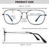 JM Aviator Computer Blue Light Blocking Glasses, Square Eye Protect Video Eyeglasses Anti Glare Men Women (Gunmetal Frame Black Temple Tips)