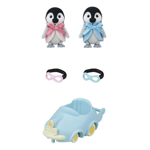 Calico Critters Penguin Babies Ride 'n Play - Doll Playset with 2 Poseable Figures, Pushcart & More!