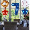 Kwuz Baseball Balloons 7th Birthday Decorations for Boys | Baseball Birthday Decoration Sports Theme Party Supplies, 32Inch Foil Mylar Number 7 Balloon Navy Blue Red White Sports Balloon Arch Kits