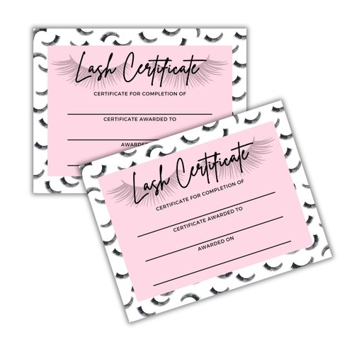Lash Training Certificate of Completion of Eyelash Extension Training Course | 50 pk 8.5 x 11” for Guide Book Trainer Manual for Your Certified Graduation