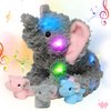 Hopearl LED Musical Stuffed Calf Elephant Lighting Up Singing Plush Toy Playset Mommy Elephant with 3 Baby Elephish in her Tummy Lullaby Animated Soothe for Mom Kids, Gray, 18''