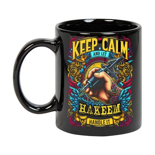 Maynard Ruiz Keep Calm and Let Hakeem Handle It 11oz Black Mug Personalized Tattoo Artist Coffee Cup, Tattoo Artist Present, Tattoo Artist Gift Ideas, Tattoo Artist Birthday Gifts 509808