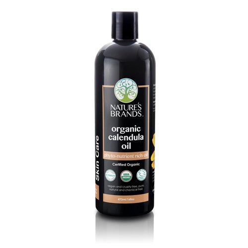 Nature’s Brands Organic Calendula Carrier Oil Organic for Skin (16oz) 100% Natural, and Skin Moisturizer, USDA Certified Organic
