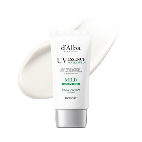 d'alba Piedmont Italian White Truffle Waterfull Mild Sunscreen, Vegan, Mineral Sunscreen, BROAD SPECTRUM SPF 50+ Non-Nano Sunscreen Suitable for Sensitive Skin, Korean Skin Care (1.69 fl. oz)