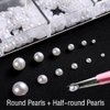 12 Grids White Pearls for Nails Pearl Nail Charms Pearl Beads Nail Art Charms Half Round Pearl Charms for Nails Design Nail Pearls for Crafting Beads for Crafts Flatback Pearls Nail Decor Bead Charms