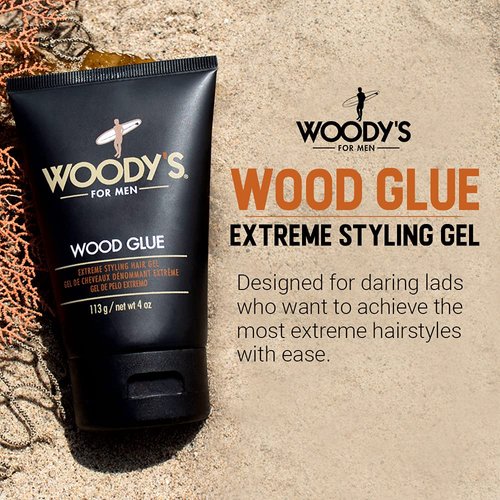 Woody's Hair Styling Wood Glue Extreme Hair Gel for Men, Ultimate Hold for Bold, Long Lasting Hairstyles, 4 Fl Oz (2 Pack)