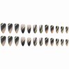 MISUD Press on Nails Medium Almond Fake Nails Matte Glue on Nails Black Ombre Acrylic Nails Stiletto Artificial Nails Bling Gold Glitter Swirl Stick on False Nails with Design 24 pcs