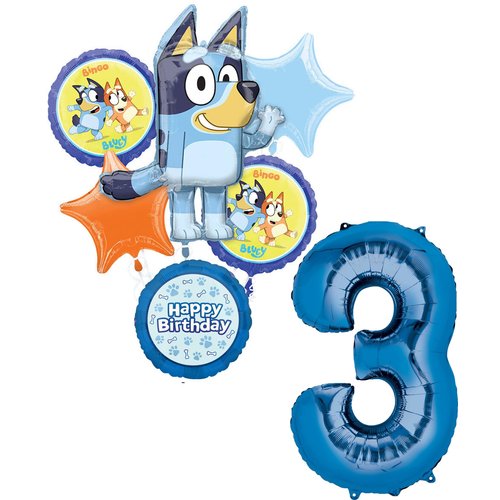 Anagram Bluey 3rd Birthday Party Supplies Foil Balloon Bouquet Decorations