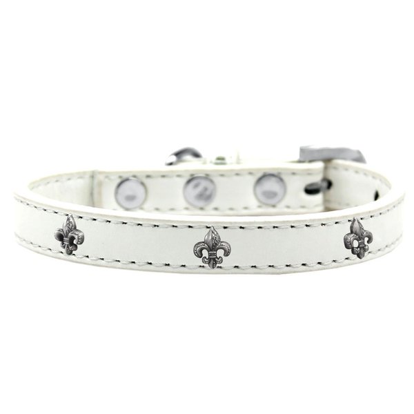 Mirage Pet Products Fleur De Lis Widget Dog Collar, Size 16, White/Silver