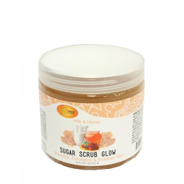 SPA REDI - Sugar Body Scrub, Milk and Honey, 16 Oz, Exfoliating, Moisturizing, Hydrating and Nourishing, Glow, Polish, Smooth and Fresh Skin - Body Exfoliator