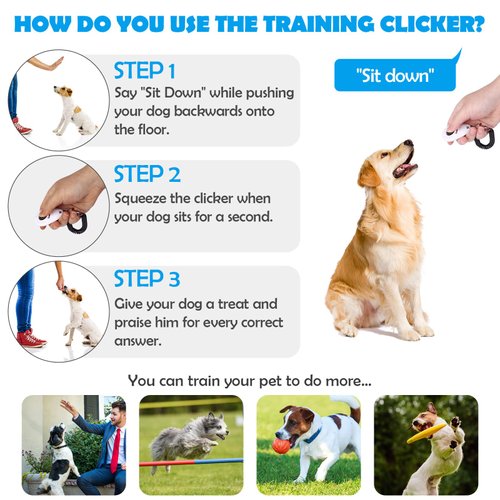 Dog Training Clicker with Wrist Strap - OYEFLY Durable Lightweight Easy to Use, Pet Training Clicker for Cats Puppy Birds Horses. Perfect for Behavioral Training 2-Pack (Red and Blue)