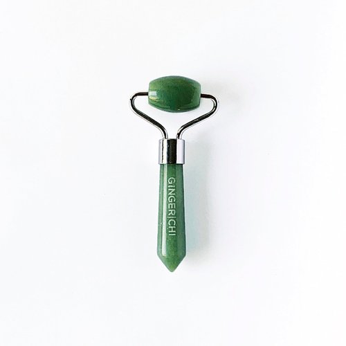 Ginger Chi Natural Anti-Aging Jade Therapy Treatment Face Roller Wrinkle Remover Neck Slimming Reduce Puffiness Healing Fine Lines Facial Massager (Mini Roller)